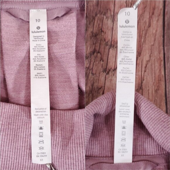 Lululemon Womens Size 10 High Lines Pullover Heathered Vintage Mauve Cowl Neck - Picture 13 of 15